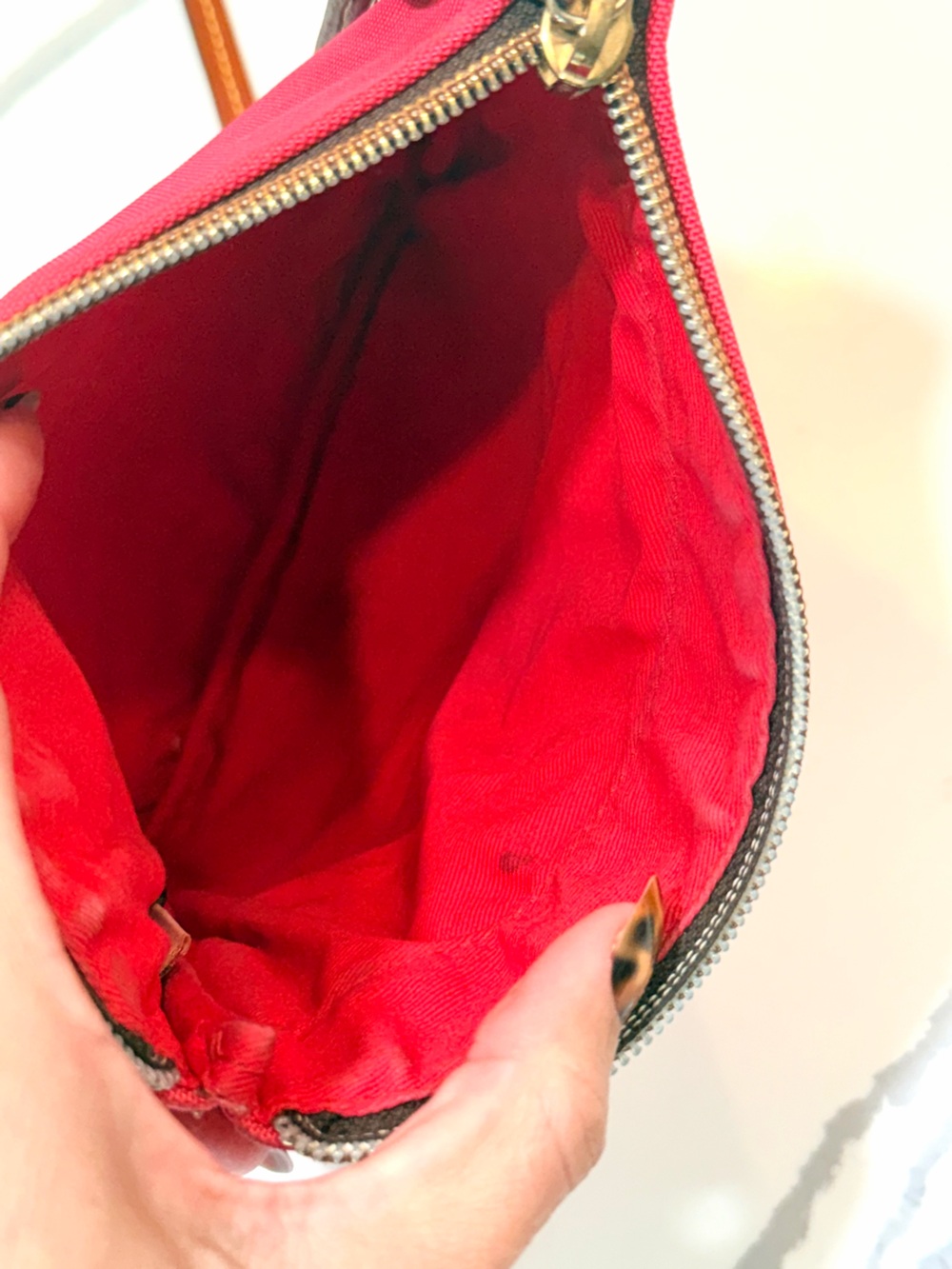 Dooney & Bourke Red Crossbody Double-Zip Pouch with Leather Trim - Picture 11 of 12